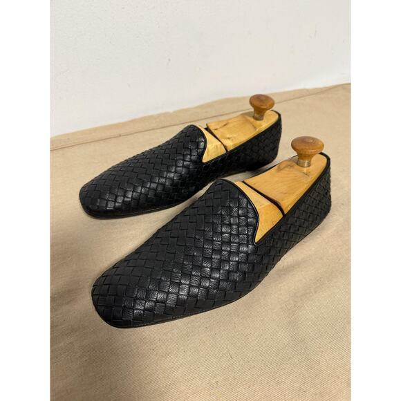 Bottega Veneta Shoes Black Intrecciato Woven Leather Mens Loafers Made in Italy - Picture 6 of 16